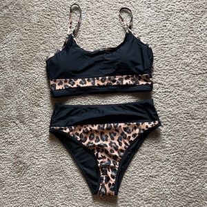 Leopard print high waisted bikini